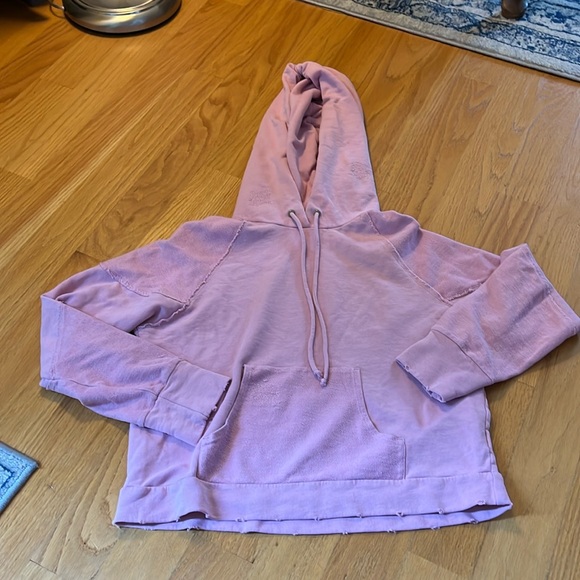 LoveShackFancy Tops - LoveShackfancy Annrosa sugar poppy distressed hoodie pink size large